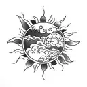 sun clouds tattoo design idea