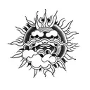 sun clouds tattoo design idea