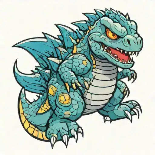 chibi godzilla kaiju tattoo design idea