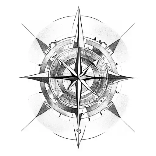 Compass and time and viking signs tattoo design idea
