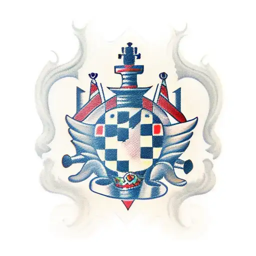 chess with Ukrainian emblems  tattoo design idea