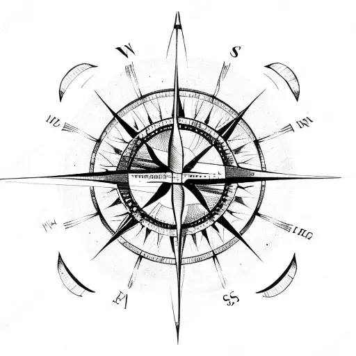 compass with a sun moon and aeroplane circling a map of the world world tattoo design idea
