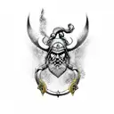 viking, odin, raven, forest tattoo design idea