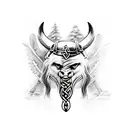 viking, odin, raven, forest tattoo design idea