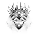 viking, odin, raven, wolf, forest tattoo design idea