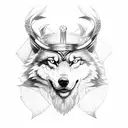 viking, odin, raven, wolf, forest tattoo design idea