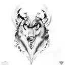 viking, odin, raven, wolf, forest tattoo design idea