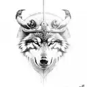 viking, odin, raven, wolf, forest tattoo design idea
