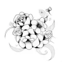 a path with bends and one the path there are lots of flowers tattoo design idea