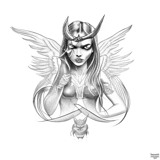 angel vs demon tattoo design idea