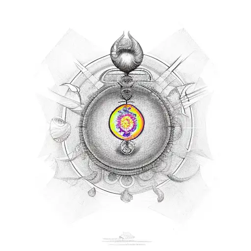 seven chakras followed by the tick line for arm band tattoo design idea