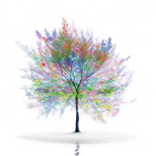 tree with leaves turning into birds tattoo design idea