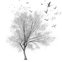 tree with leaves turning into birds tattoo design idea