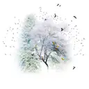tree with leaves turning into birds tattoo design idea