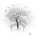 tree with leaves turning into birds tattoo design idea