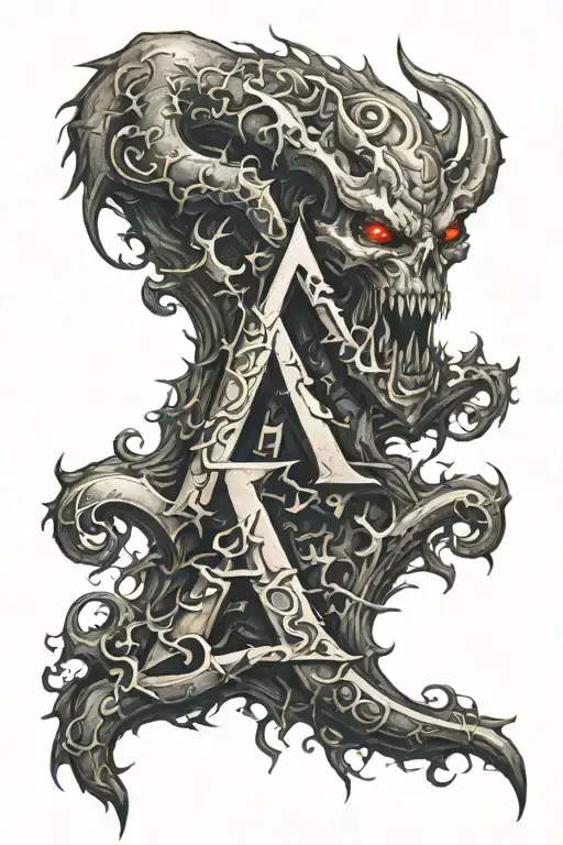 demonic alphabets tattoo design idea