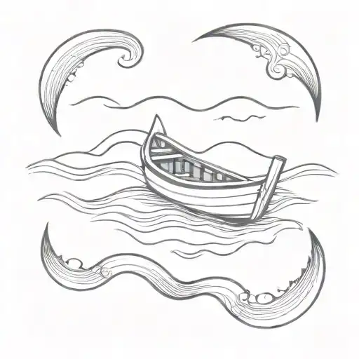 little rowboat and waves line tattoo design tattoo design idea