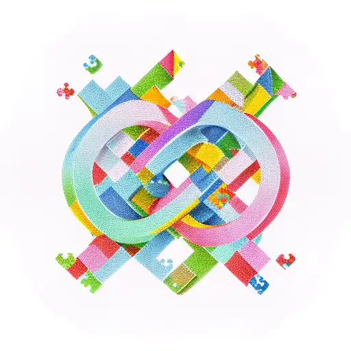 Ampersand styled with puzzle pieces tattoo design idea