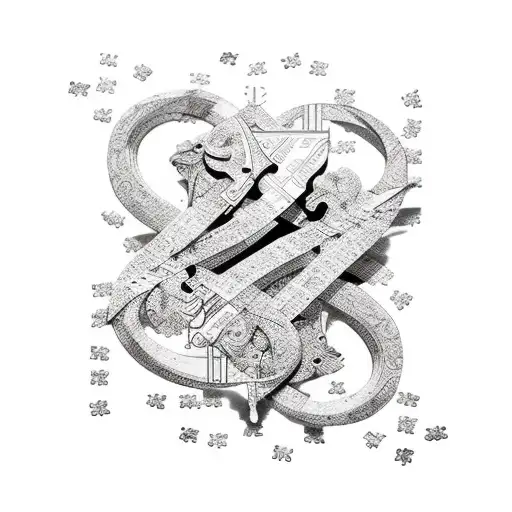 Ampersand styled with puzzle pieces tattoo design idea