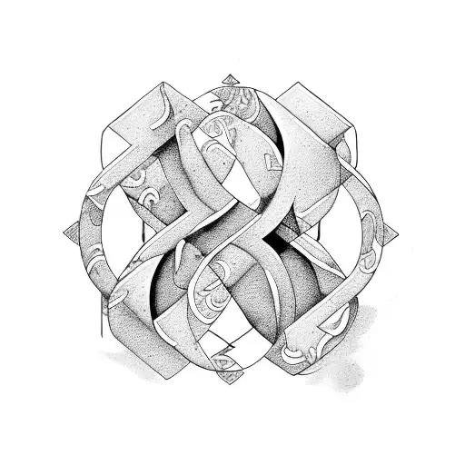 ampersand stylized with puzzle pieces tattoo design idea