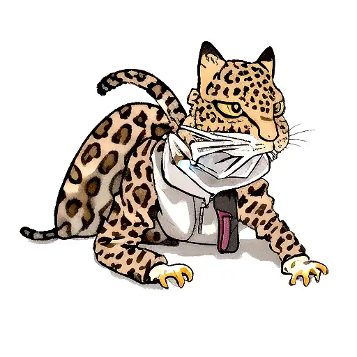 lying forearm sticking out of a zipper holding a  napkin with a leopard gecko on the wriste tattoo design idea