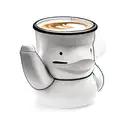 Rubber duck holding a coffee mug tattoo design idea