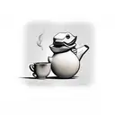 Rubber duck holding a coffee mug tattoo design idea