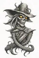 scarecrow with snake intertwined tattoo design idea