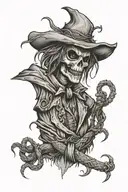 scarecrow with snake intertwined tattoo design idea