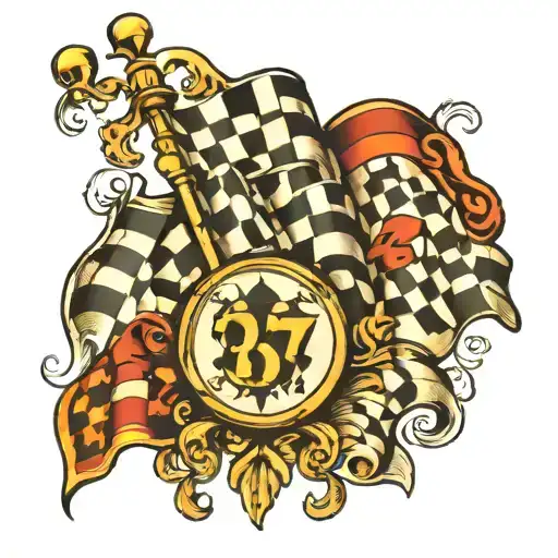 37 checkered flag merged tattoo design idea
