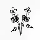violets and ivy  tattoo design idea