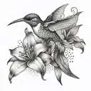 Kolibri and  lily flower tattoo design idea