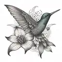 Kolibri and  lily flower tattoo design idea