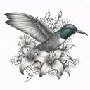 Kolibri and  lily flower tattoo design idea