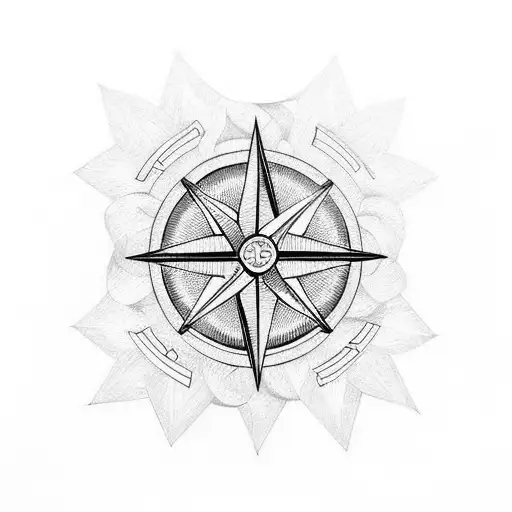 A symbolic tattoo of a compass, representing guidance and unity within the family tattoo design idea