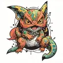 Pokemon and Comics style with characters tattoo design idea