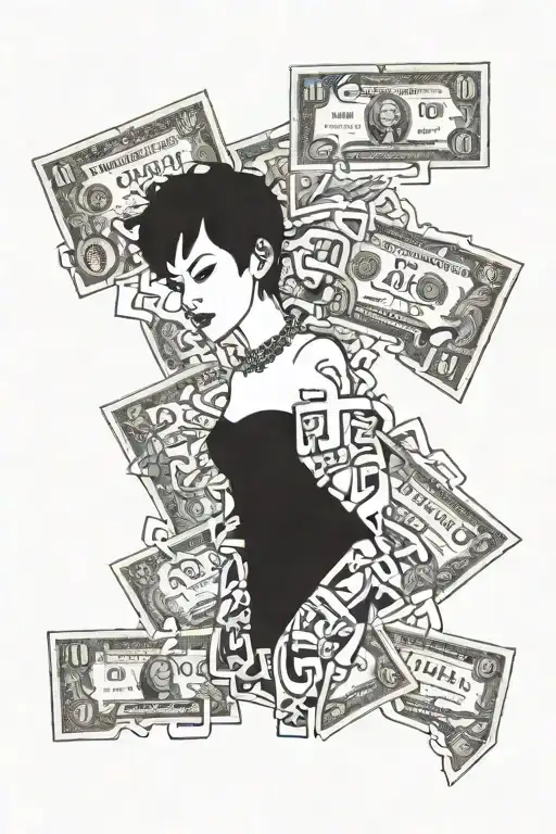 take risk, money, human tattoo design idea
