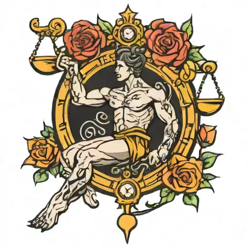 pieces and libra being held up by taurus zodiac sign tattoo design idea