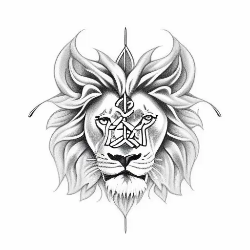 Rose, knife, lion, Celtic  tattoo design idea