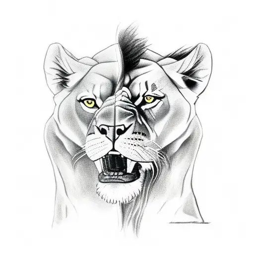 Conor McGregor standing triumphantly with a lion by his side tattoo design idea