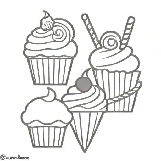 candy and cupcake tattoo design idea