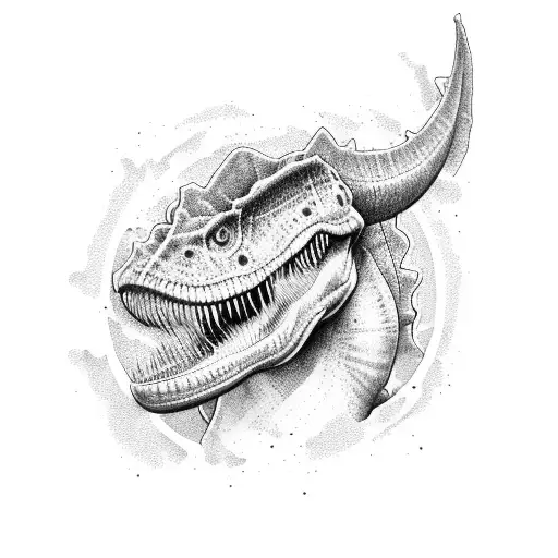 dino drink Coffee  tattoo design idea
