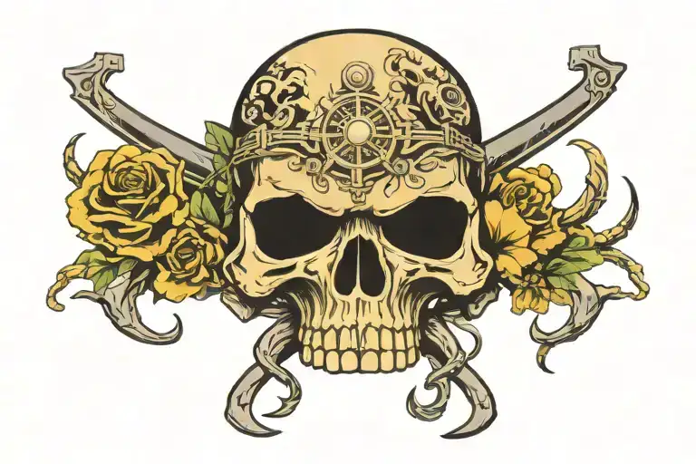 marine force recon wildlands skull tattoo design idea