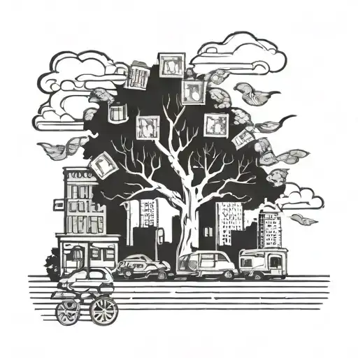 highway, nyc, money tree growing tattoo design idea