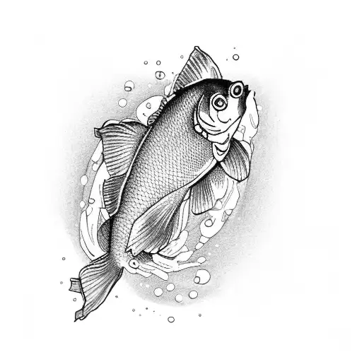 Cherry Blossoms around 2 koi fish black and white looks like a pond full forearm sleeve  tattoo design idea