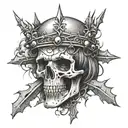 A skull tattoo with elements of Jesus' face and a crown of thorns tattoo design idea
