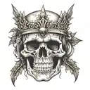 A skull tattoo with elements of Jesus' face and a crown of thorns tattoo design idea