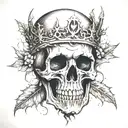 A skull tattoo with elements of Jesus' face and a crown of thorns tattoo design idea