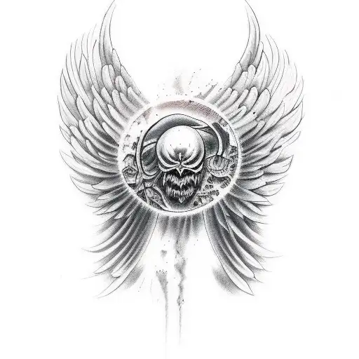 Angel blending into a demon tattoo design idea