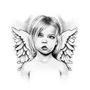 Laying Angel watching a demon tattoo design idea